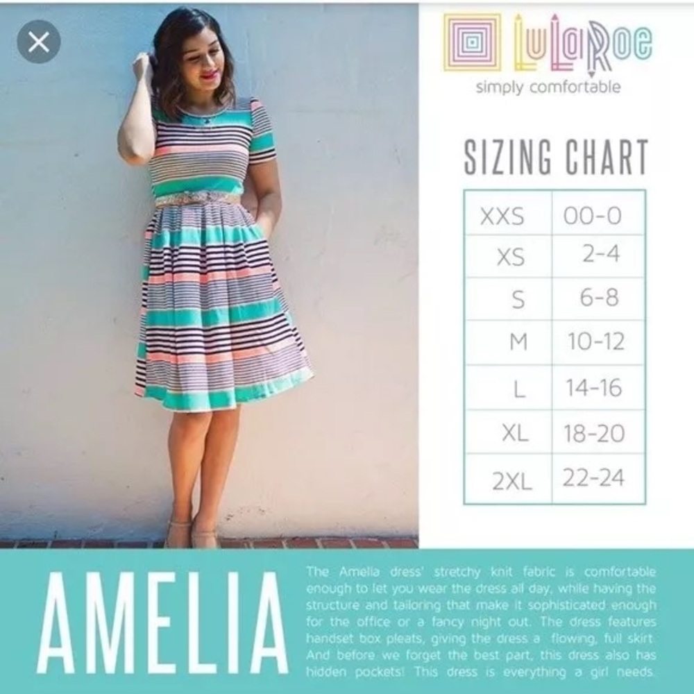 LuLaRoe Green and Blue Pleated Midi Dress - Picture 5 of 5